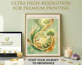 Karma & Financial Growth Printable Wall Art, Money Manifestation Poster, Abundance Law of Attraction Art