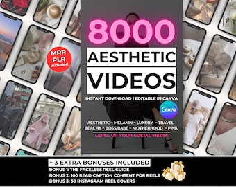 8000 Done-for-You Faceless Videos Bundle with MRR and PLR, Aesthetic Instagram Reels, Luxury Faceless Digital Videos, DFY Digital Products
