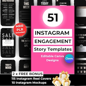 Instagram Story Templates, Editable Canva Designs, MRR & PLR