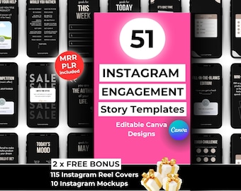 Instagram Story Templates, Editable Canva Designs, MRR & PLR