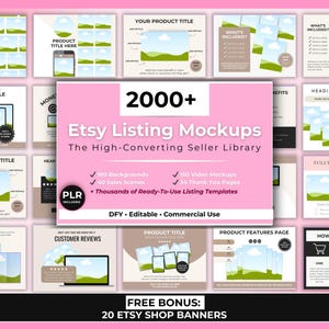 2000+ Etsy Listing Mockup Bundle Canva Editable Templates, Mega Mockup Library for Digital Products with PLR Private Label Rights, DFY