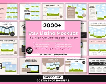 2000+ Etsy-listing mockupbundel Canva-bewerkbare sjablonen, megamodelbibliotheek voor digitale producten met PLR-privélabelrechten, DFY