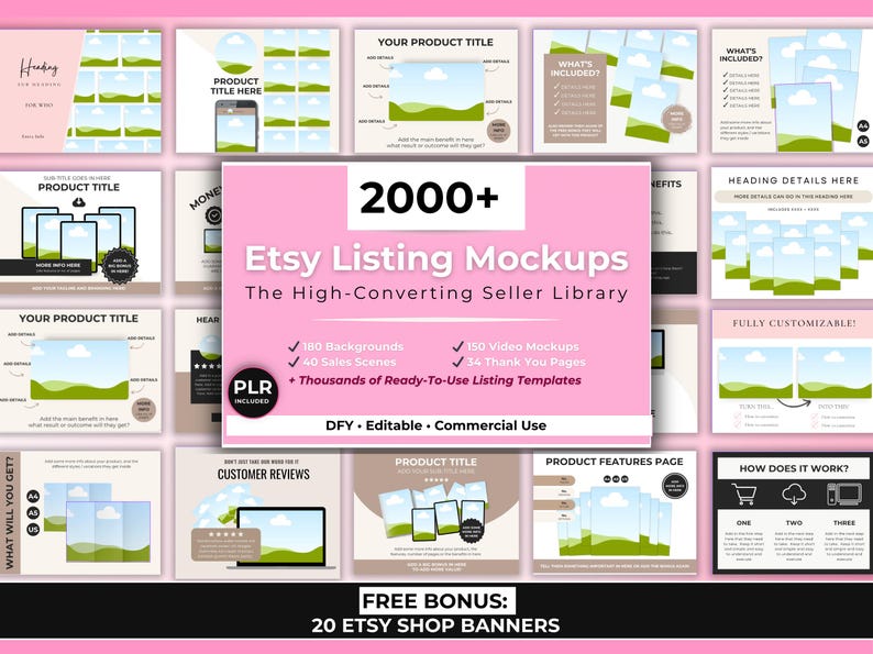 2000+ Etsy Listing Mockup Bundle Canva Editable Templates, Mega Mockup Library for Digital Products with PLR Private Label Rights, DFY image 1