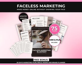 Faceless Marketing Guide with PLR & Master Resell Rights, Passive Income Ebook for Beginners, Learn and Resell Digital Marketing Course