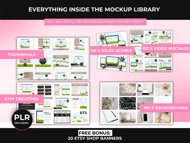 2000+ Etsy Listing Mockup Bundle Canva Editable Templates, Mega Mockup Library for Digital Products with PLR Private Label Rights, DFY image 5
