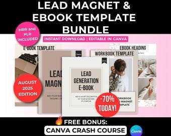 Ebook Template Bundle with Master Resell Rights and Private Label Rights Included, Editable in Canva, Done for You Lead Magnet Templates