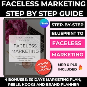 Faceless Digital Marketing Guide with Master Resell Rights, Faceless Video Content, Done for You Digital Products, Faceless Reel Hooks