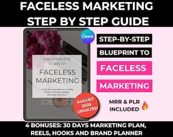 Faceless Digital Marketing Guide with Master Resell Rights, Faceless Video Content, Done for You Digital Products, Faceless Reel Hooks