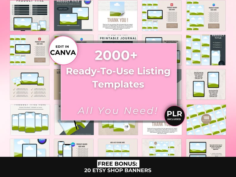 2000+ Etsy Listing Mockup Bundle Canva Editable Templates, Mega Mockup Library for Digital Products with PLR Private Label Rights, DFY image 3