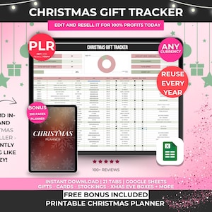 Christmas Gift Tracker Google Sheets Templates, Editable Holiday Gift Planner Spreadsheet, Christmas Budget Tracker, Christmas Planner PLR