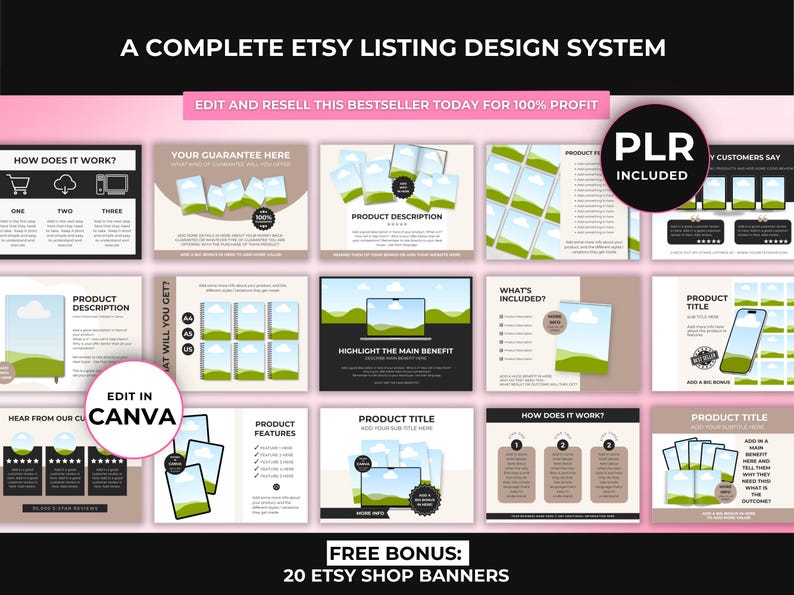 2000+ Etsy Listing Mockup Bundle Canva Editable Templates, Mega Mockup Library for Digital Products with PLR Private Label Rights, DFY image 4