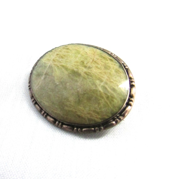 Irish Connemara Marble Round Pin Brooch 