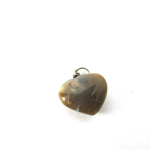 Brown Agate Heart Charm Quartz Stone Puffy Vintag… - image 3