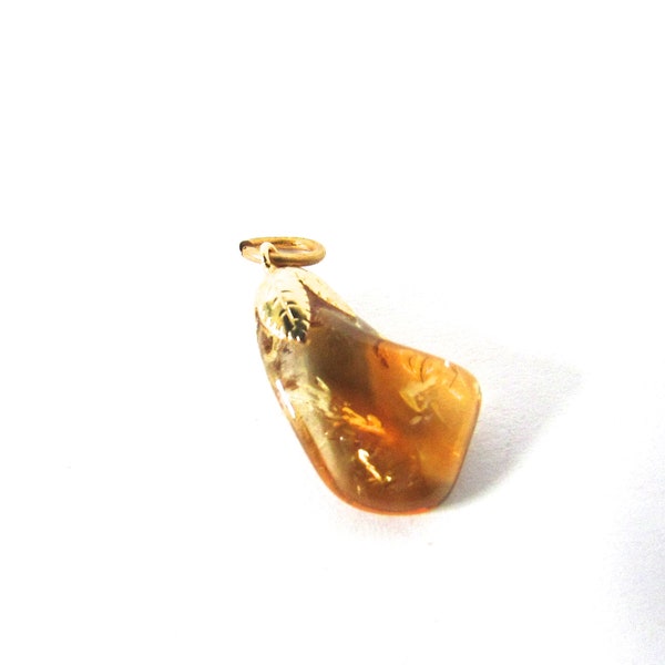 Polished Amber Charm Pendant Vintage Gemstone