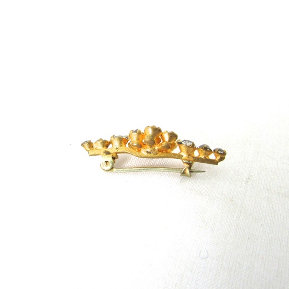 Paste Bar Pin Brooch Late Art Deco Vintage Rhines… - image 4