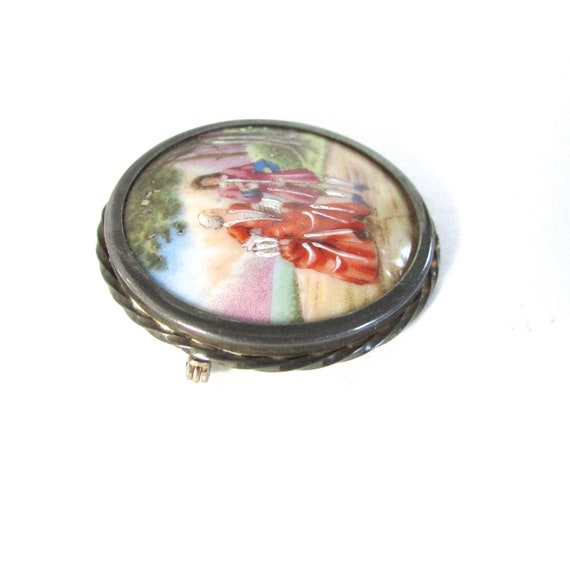 Limoges Brooch Portrait Hand Painted Enamel Pin P… - image 2