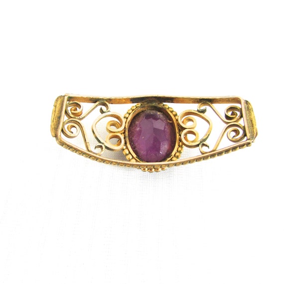 Vintage Amethyst Glass  Gold Filled Bracelet Part Jewelry Supply View 3