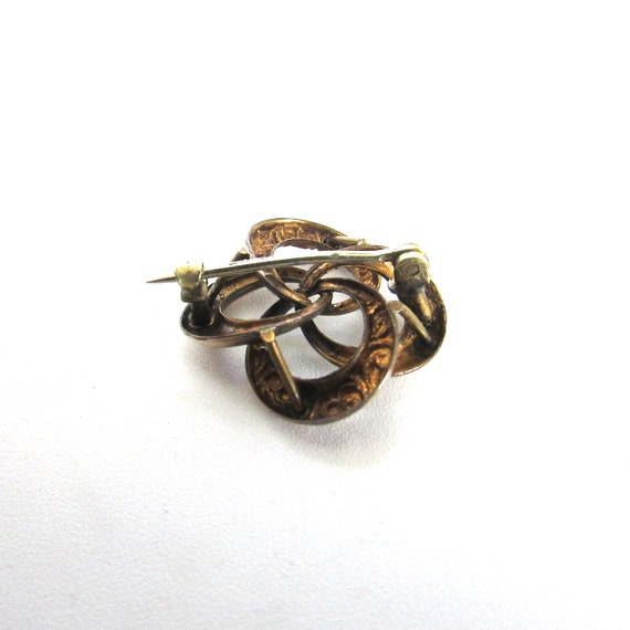 Love Knot Lace Pin Brooch Gold Filled Edwardian V… - image 5