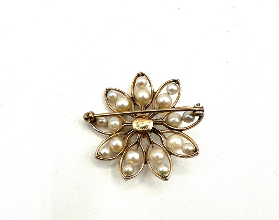 Cultured Pearl Starflower Henry Griffith Pin Broo… - image 3