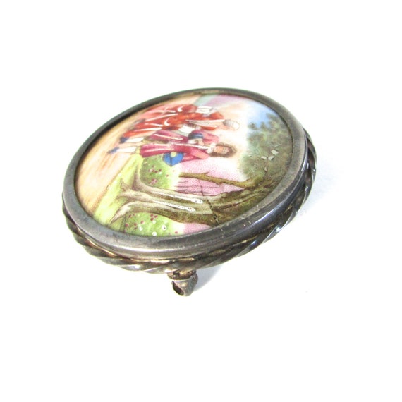 Limoges Brooch Portrait Hand Painted Enamel Pin P… - image 3