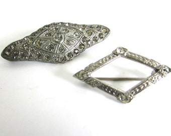 Pave Rhinestone Brooch Pin Art Deco Lot Fishel Nessler Pot Metal  Sterling Supply Bridal