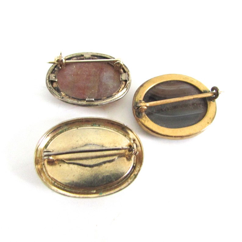 Vintage Oval Brooch Pin Choice Victorian Agate Gold Filled Pink Agate Vermeil image 10