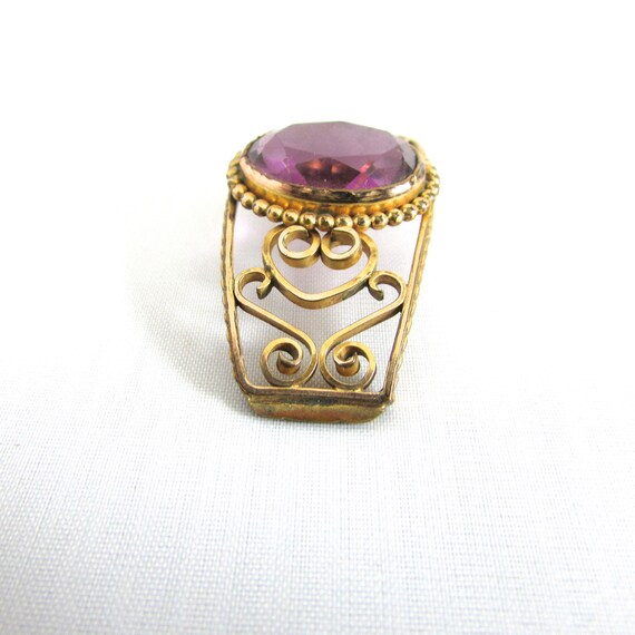 Vintage Amethyst Glass  Gold Filled Bracelet Part Jewelry Supply View 4