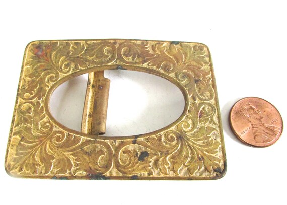 Art Nouveau Sash Buckle Brass Supply Antique - image 1