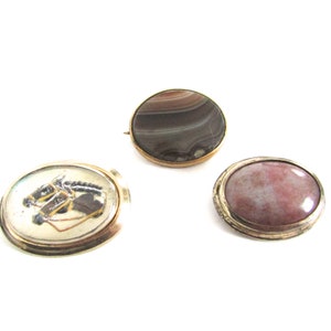 Vintage Oval Brooch Pin Choice Victorian Agate Gold Filled Pink Agate Vermeil image 1