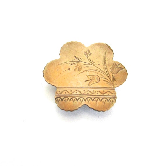 Victorian Gold Topped Chased WatchPin Brooch Fill… - image 3