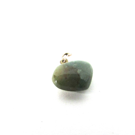 Green Agate Heart Charm Quartz Stone Puffy Vintag… - image 3
