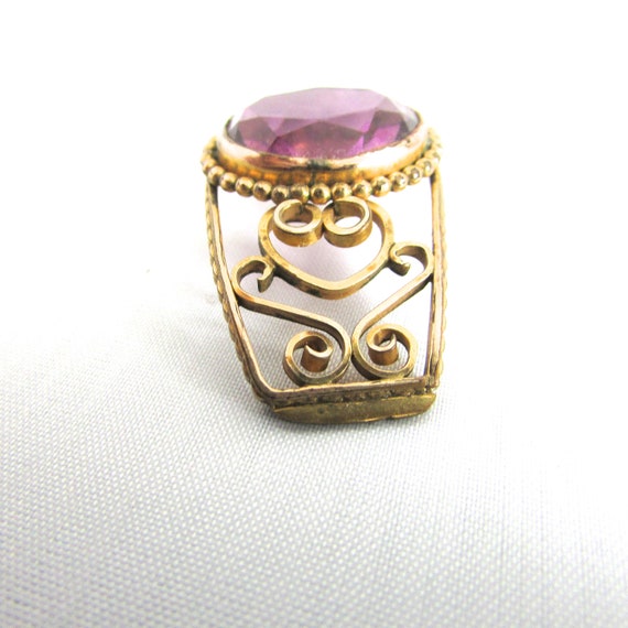 Vintage Amethyst Glass  Gold Filled Bracelet Part Jewelry Supply View 5