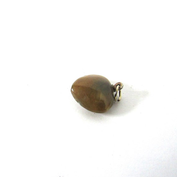 Brown Agate Heart Charm Quartz Stone Puffy Vintag… - image 5