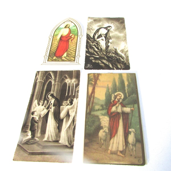 Religious Prayer Mass Card Holy Italian Paper Ephemera Jesus Altered Art Supply  4pc