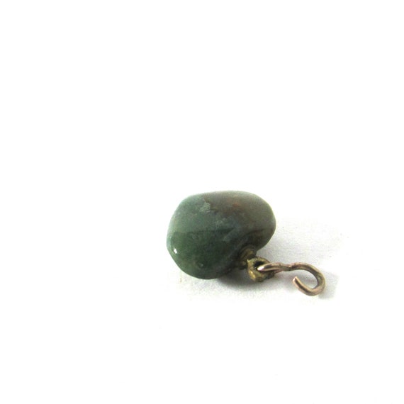 Green Agate Heart Charm Quartz Stone Puffy Vintag… - image 5