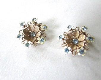 Enamel Rhinestone Flower Earrings Daisy Jewelry Assemblage Supply