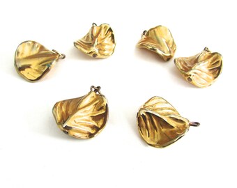 Gold Leaves Leaf Charms Lucite Findings Vintage Haskell Type Assemblage Jewelry Supply