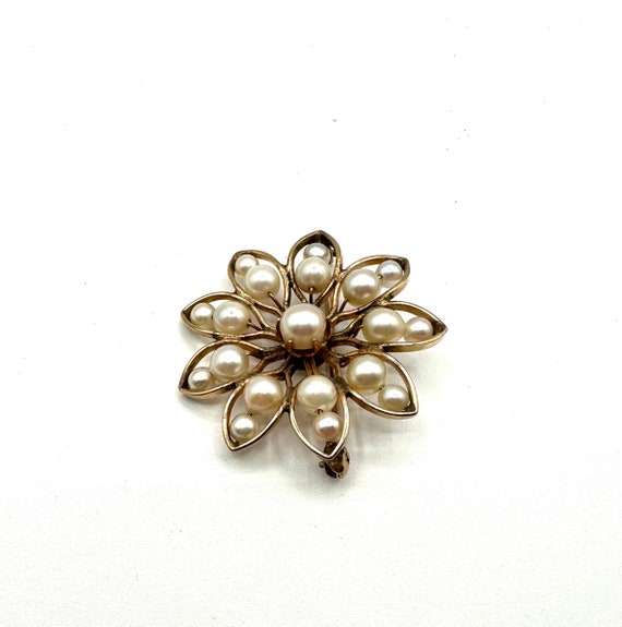 Cultured Pearl Starflower Henry Griffith Pin Broo… - image 5