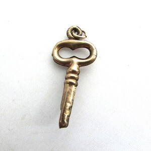 Puede incluir: Un dije de llave dorado con una cabeza decorativa y adornada y un eje largo y delgado.
