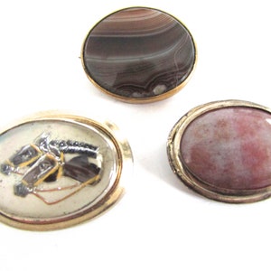 Vintage Oval Brooch Pin Choice Victorian Agate Gold Filled Pink Agate Vermeil image 2