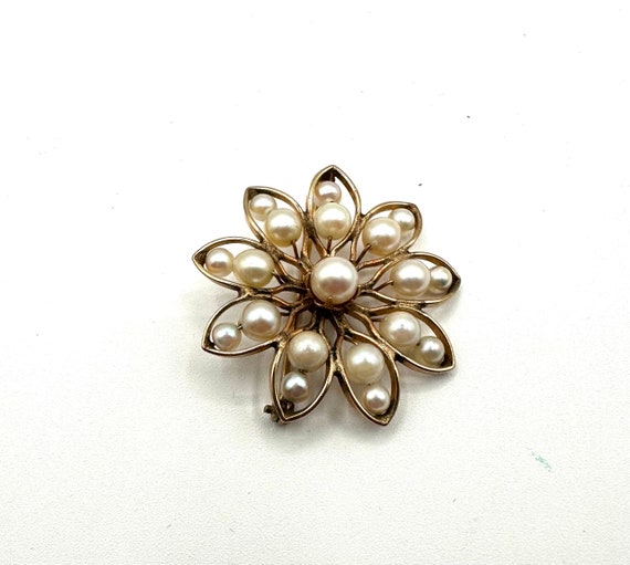 Cultured Pearl Starflower Henry Griffith Pin Broo… - image 2