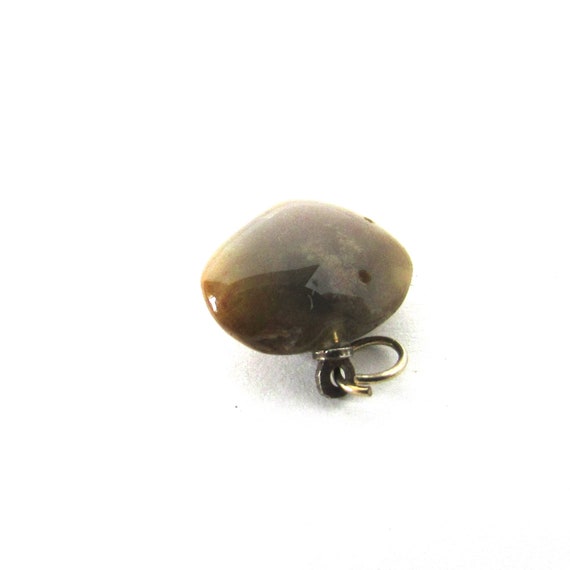 Brown Agate Heart Charm Quartz Stone Puffy Vintag… - image 4