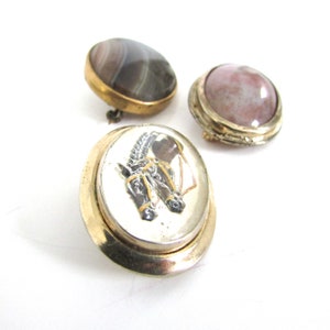 Vintage Oval Brooch Pin Choice Victorian Agate Gold Filled Pink Agate Vermeil image 3