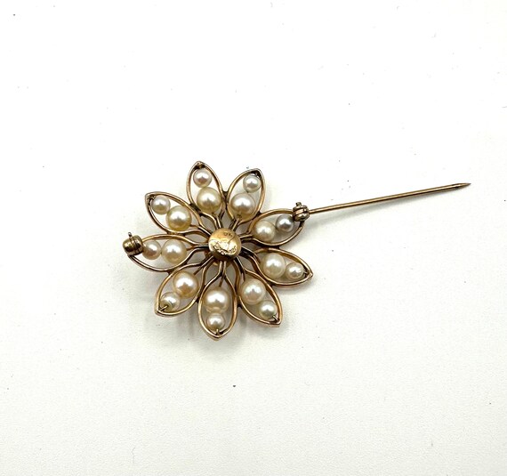 Cultured Pearl Starflower Henry Griffith Pin Broo… - image 4