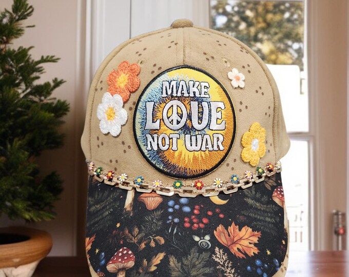 Fun - embellished - handcrafted- Hippie style - boho - baseball cap with bling