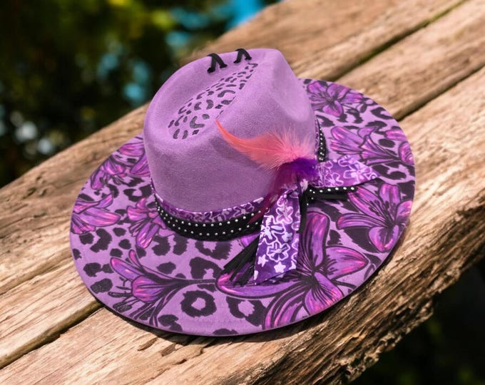 Burned - Vegan Suede - Rancher - Cowboy hat - pretty Lavender color