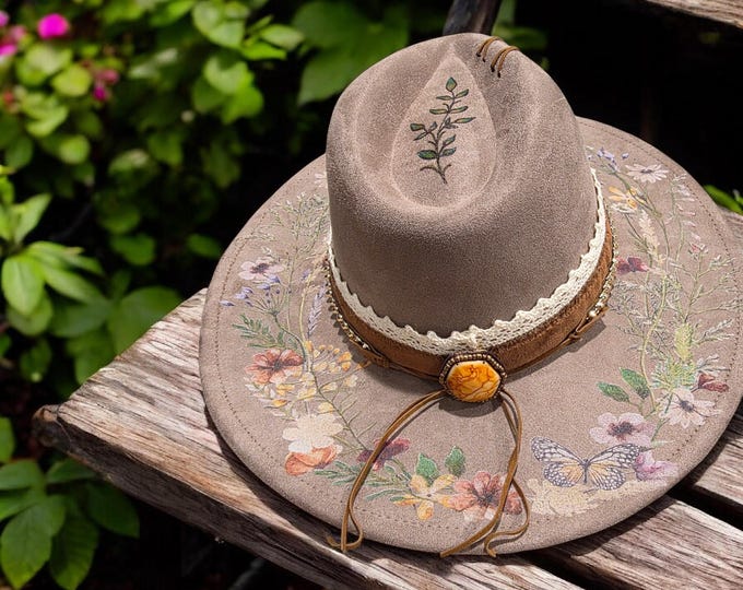 Burned - Vegan Suede - Rancher - Cowboy hat - pretty Light Brown color