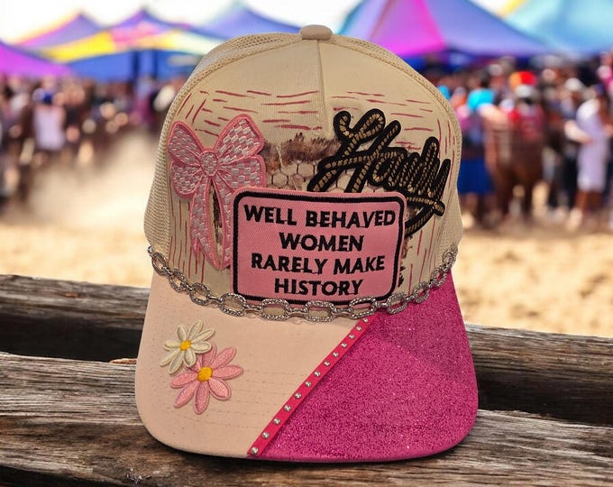 Fun - embellished - handcrafted- Cowboy / rodeo style -- baseball cap