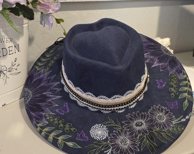 Burned - Vegan Suede - Rancher - Cowboy hat - pretty Dark Blue color