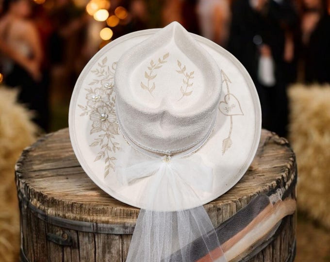 Hand Burned - custom WEDDING HATS